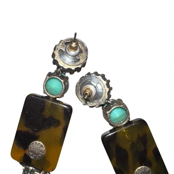 J. Crew Tortoiseshell & Turquoise Earrings | Statement Jewelry - Picture 6 of 9